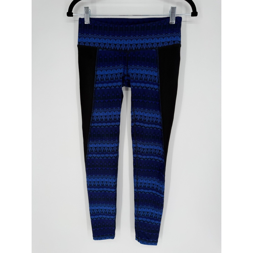 ALO YOGA ILLUSION 3 LEGGINGS ARCTIC ROYALTY & BLACK BEST FOR SMALL WORKOUT YOGA